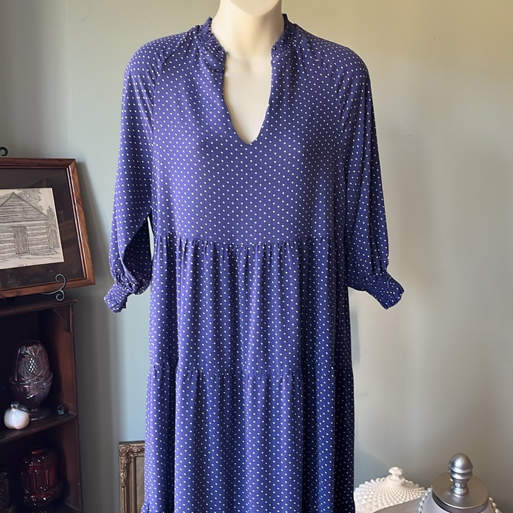 ISA CLO. POLKA DOT BLUE TIERED MIDI DRESS ?S/M